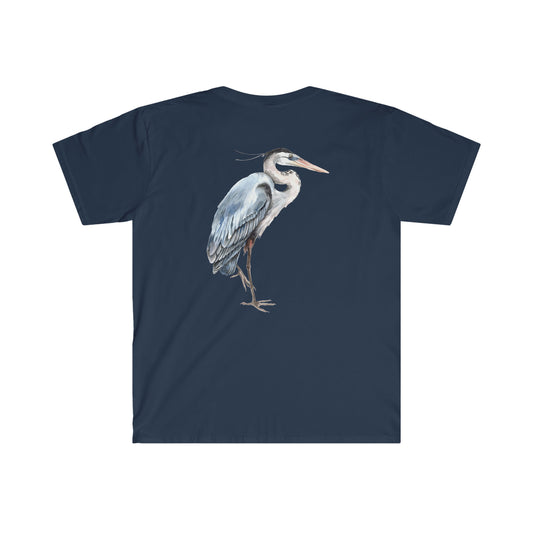 Watercolor Heron Illustration - Unisex Softstyle T-Shirt